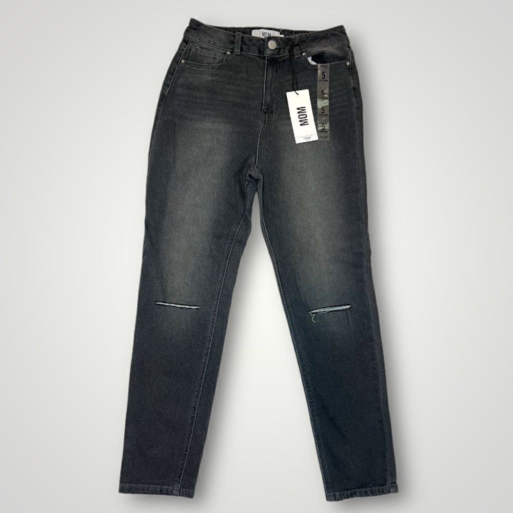 Refuge Women’s Faded Black Stretch High Rise Mom Jeans Size 5